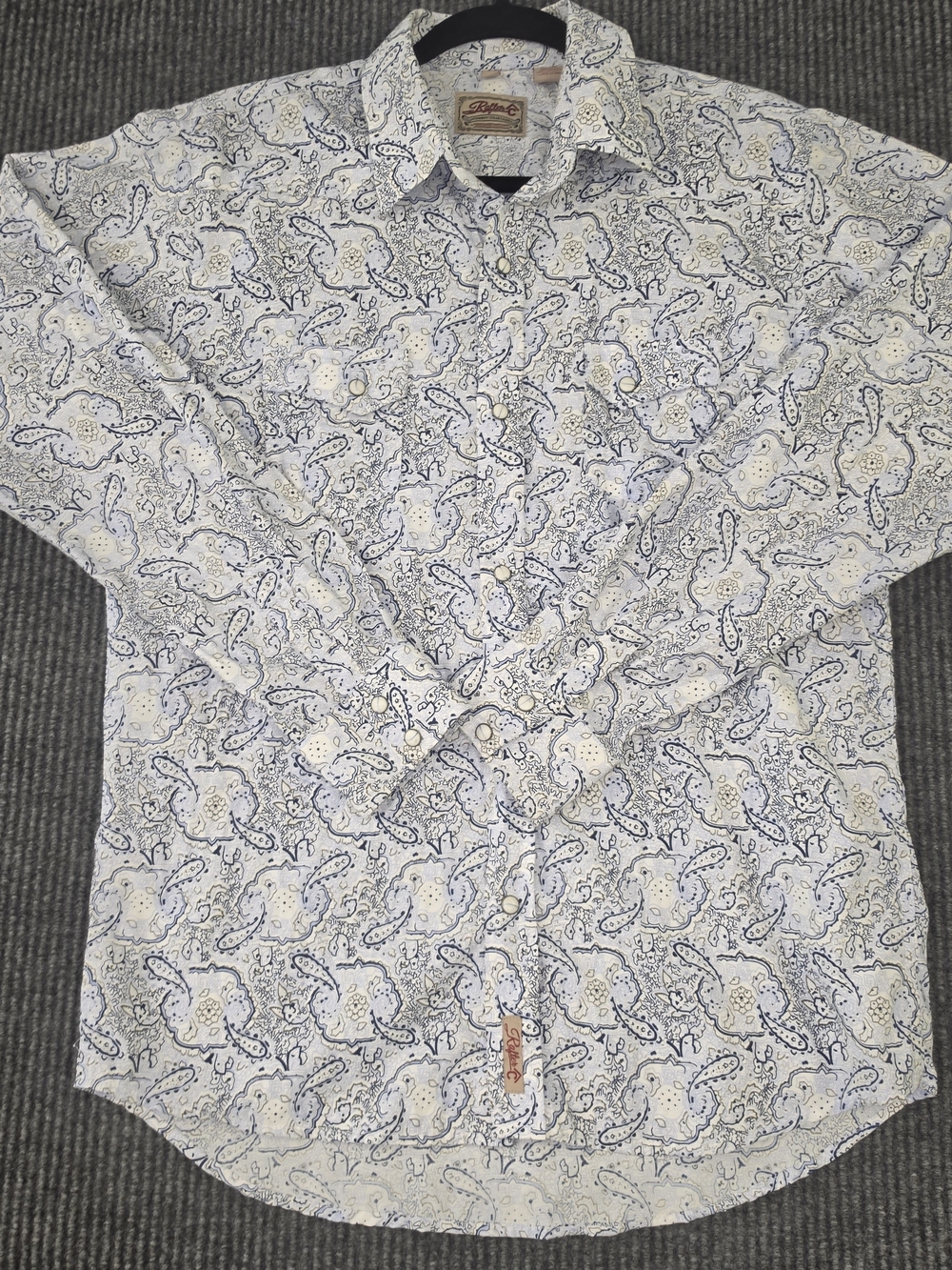 Rafter C Boys Light Blue Paisley Button-Down Pearl Snap Shirt